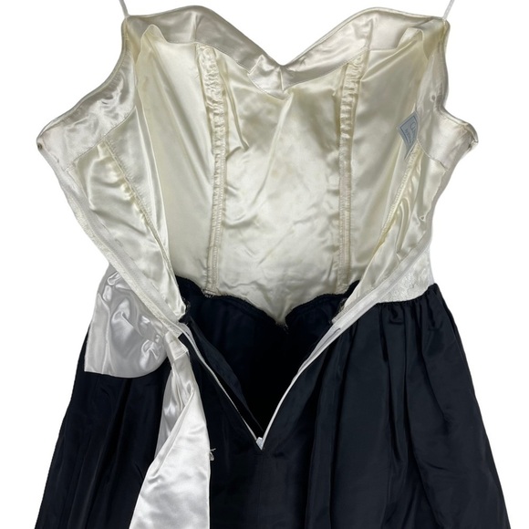 GUNNE SAX VINTAGE STRAPLESS SWEETHEART BASQUE WAIST BOW BACK 80S PROM DRESS - Picture 8 of 13